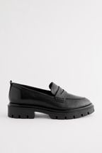 Black Forever Comfort Leather Cleated Sole Loafer Shoes