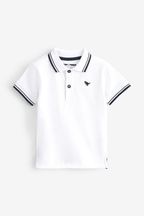 White Tipped Short Sleeve Plain Polo Shirt (3mths-7yrs)