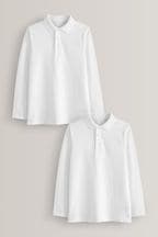 White 2 Pack Long Sleeve School Polo Shirts (3-16yrs)