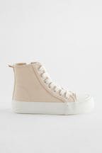 Neutral Cream Chunky High Top Lace-Up Trainers