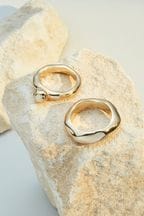 10 Carat Gold Plated N. Premium Chunky Ring Pack Made With Recycled Brass