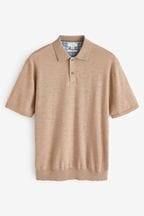 Neutral Knitted Premium Merino Wool Regular Fit Polo Shirt