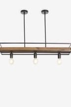 Brown Bronx Shelf Linear 3 Light Pendant Ceiling Light
