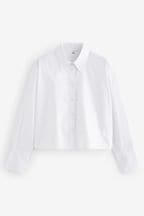 White Long Sleeve Cotton Cropped Shirt