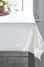 White Cotton Linen Blend Table Cloth