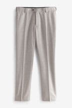 Taupe Slim Wool Blend Donegal Suit: Trousers