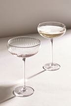 Clear Sienna Flute Glasses Set of 2 Champagne Saucers