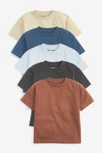Blue/Brown Oversized Short Sleeve T-Shirt 5 Pack (3mths-7yrs)