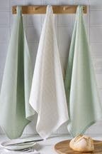 Set of 3 Sage Green Polka Dot Elsie Tea Towels
