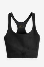 Black Active Square Neck Cropped Sports Top