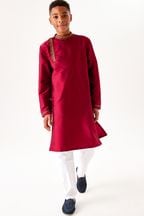 Red Regular Length Embroidered Boys Kurta (3-16yrs)