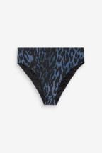 Mint Velvet Navy Blue Animal High Waist Bikini Briefs
