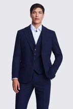 Ink Blue Tailored Fit Herringbone Suit Jacket