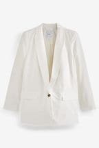 White Relaxed Fit Single Breasted Blazer