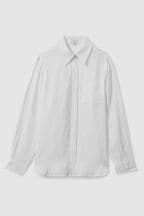 Reiss White Campbell Linen Long Sleeve Shirt