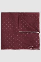 Reiss Burgundy Liam Polka Dot Silk Pocket Square