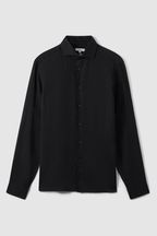 Reiss Black Ruban Linen Button-Through Shirt