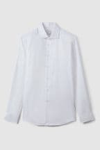 Reiss White Remote Slim Fit Cotton Sateen Shirt