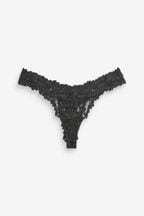 Black Thong Comfort Lace Knickers