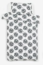2 Pack Black/White Football Duvet Cover and Pillowcase Set