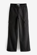 Black Wide Leg Cargo Jeans