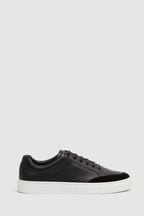 Reiss Black Ashley Leather Low Top Trainers