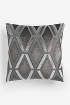 Charcoal Grey Collection Luxe Velvet Geo 50 x 50 Cushion