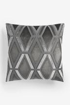 Charcoal Grey Collection Luxe Velvet Geo 50 x 50cm Cushion