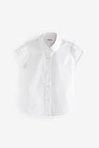 Clarks White Ground Short Sleeve Girls Lace Trim School Shirt