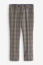Taupe Slim Fit Check Suit: Trousers