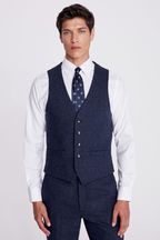 MOSS Slim Fit Blue Donegal Suit Waistcoat