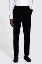 MOSS Black Slim Fit Velvet Dress Trousers