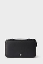 Osprey London The Double Zip Leather Black Travel Organiser