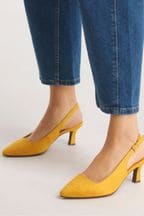 Simply Be Yellow Flexi Sole Kitten Heel Slingback Shoes