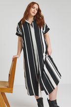 Simply Be Black Boxy Shirt Mono Stripe Dress