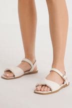 Simply Be Cream Extra Wide Fit Two Part Flat Sandals