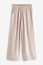 Simply Be Natural Tie Waist Linen Wide Leg Trousers
