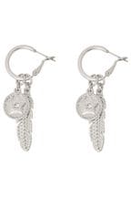 Bibi Bijoux Silver Tone  Celestial Feather Interchangeable Hoop Earrings