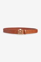 Tan Brown Monogram Buckle Belt