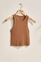 Rust Ribbed Cropped Racer Tank