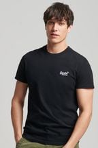 Superdry Black/White Organic Cotton Vintage Embroidered T-Shirt