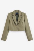 Green Rochelle Tailored Cropped Jacket