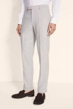 MOSS Grey Tailored Fit Light Herringbone Trousers