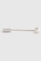 Reiss Silver Ardley Pearl Lapel Pin