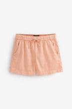 Pink Elasticated Waist Denim Shorts