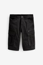 Black Premium Laundered 3/4 Cargo Shorts
