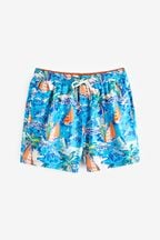 Blue Hawaiian Printed Swim Shorts