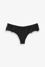 Black Brazilian Floral Embroidered Knickers