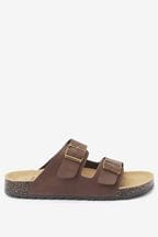 Brown Leather Double Strap Sandals
