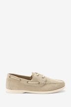 Stone Natural Leather Boat Shoes